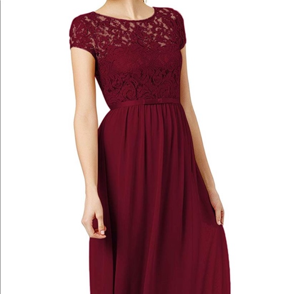 Dresses & Skirts - Burgundy lace cap dress